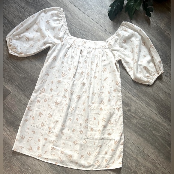 Billabong On The Shore Babydoll Puff Sleeve Linen Mini Dress, Small NWOT! - Picture 1 of 11